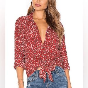 Faithfull The Brand Hosk Top in Pin Up Bow Print Red